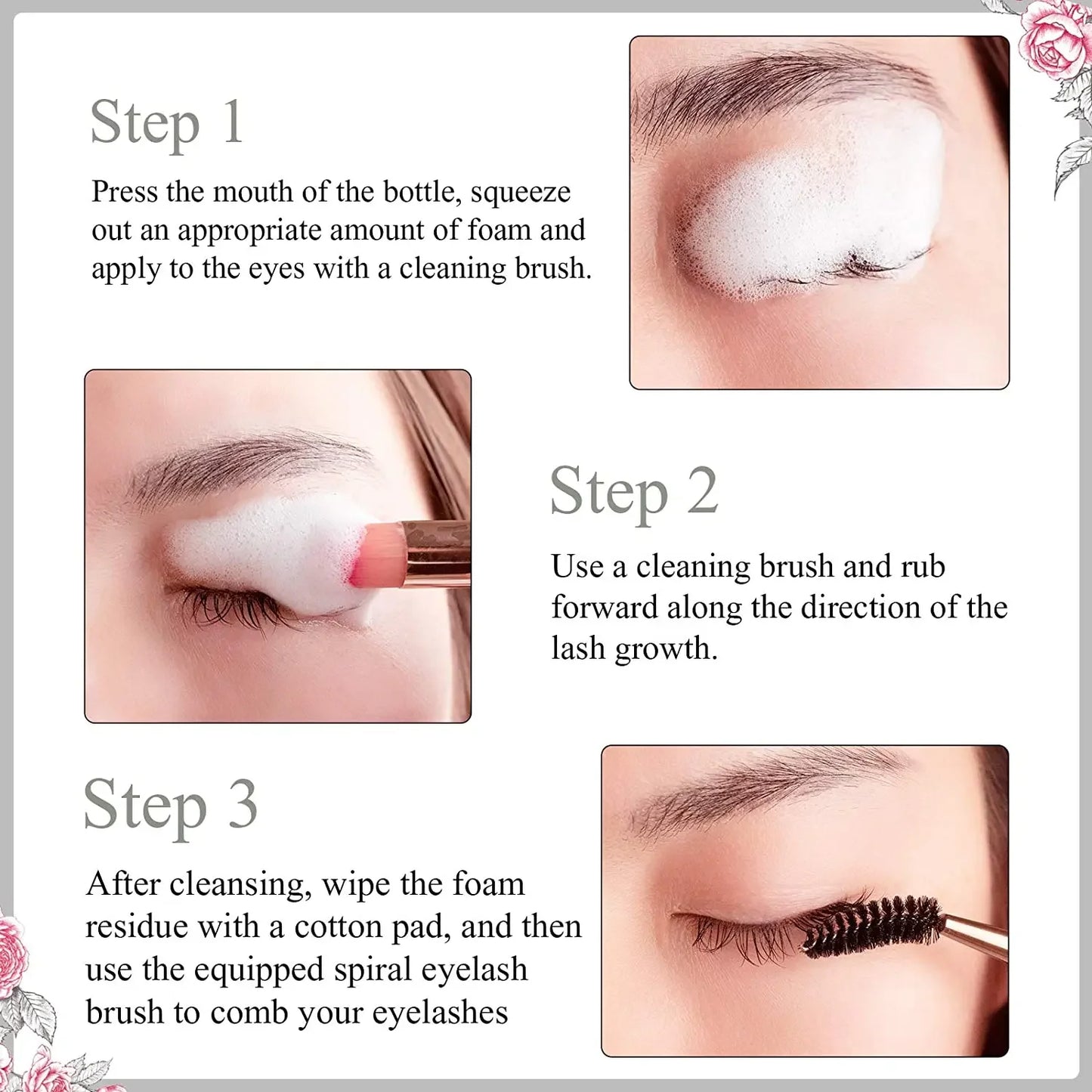 5/10PCS 50ML Eyelash Extension Shampoo Foam Mousse Kit Fast Makeup Glue Removal Foam Set Deeply Cleaning With Brush For Women - AMULET RING STORE