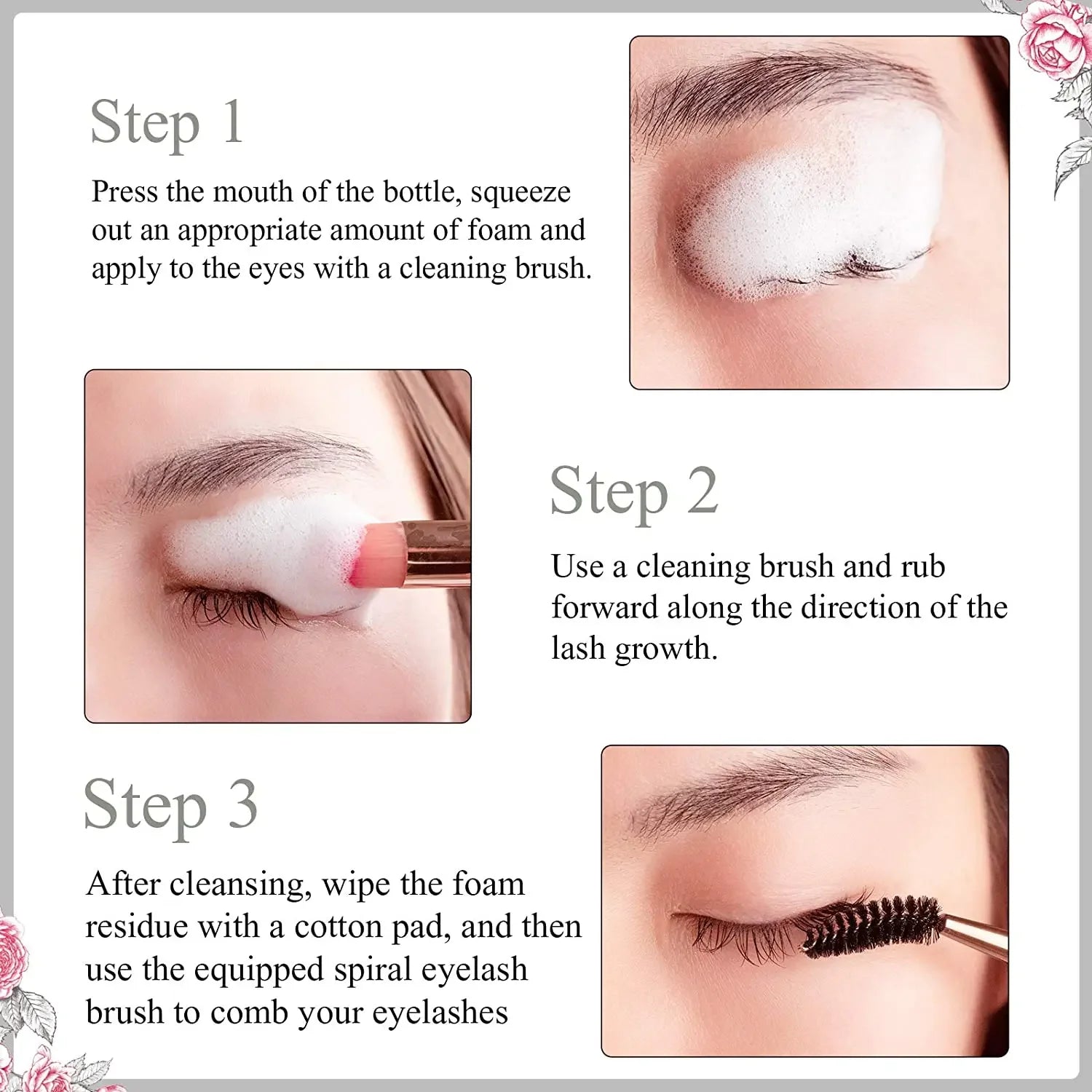 5/10PCS 50ML Eyelash Extension Shampoo Foam Mousse Kit Fast Makeup Glue Removal Foam Set Deeply Cleaning With Brush For Women - AMULET RING STORE