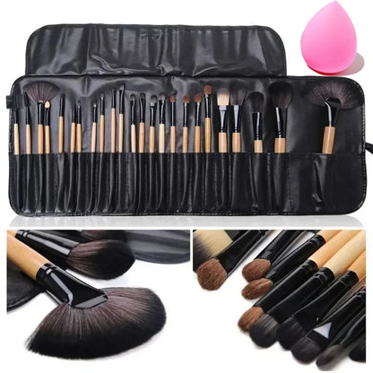 Free Gift Bag and Sponge for 24 pcs Makeup Brush Sets Cosmetics Brushes Eyebrow Powder Foundation Shadows Make Up Tools - AMULET RING STORE
