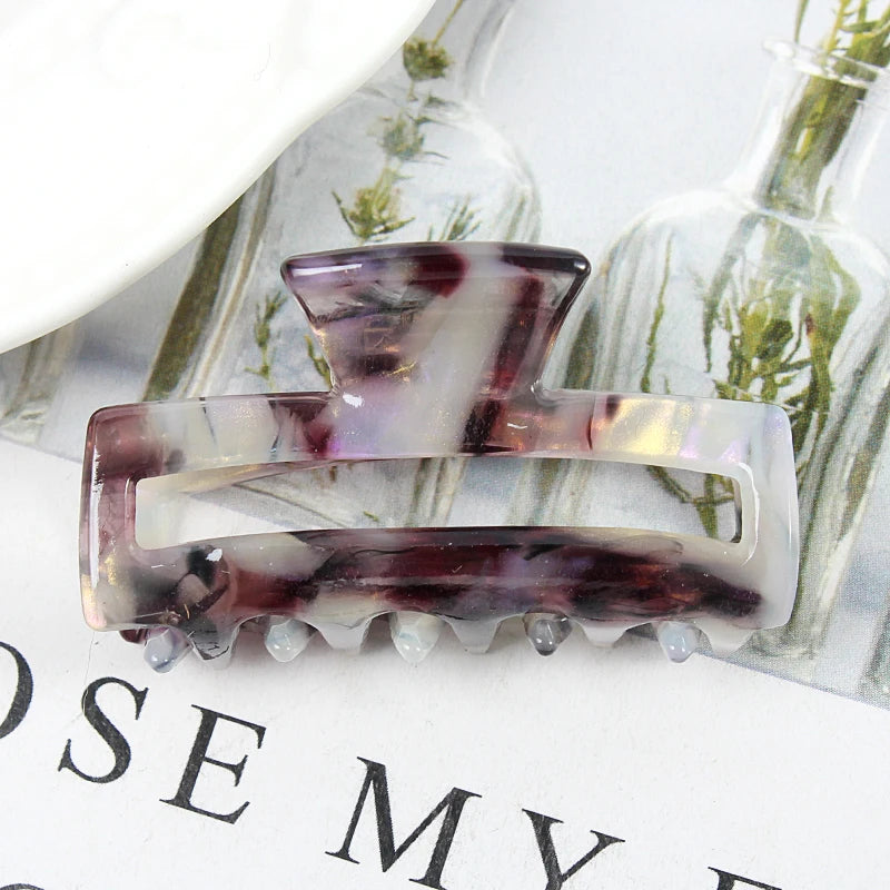 Mini Women's Hair Clips Colorful Geometric Hollow Crab Claw Clip Acetate Leopard Print Fashion Girls Hairpin Hair Accessories - AMULET RING STORE