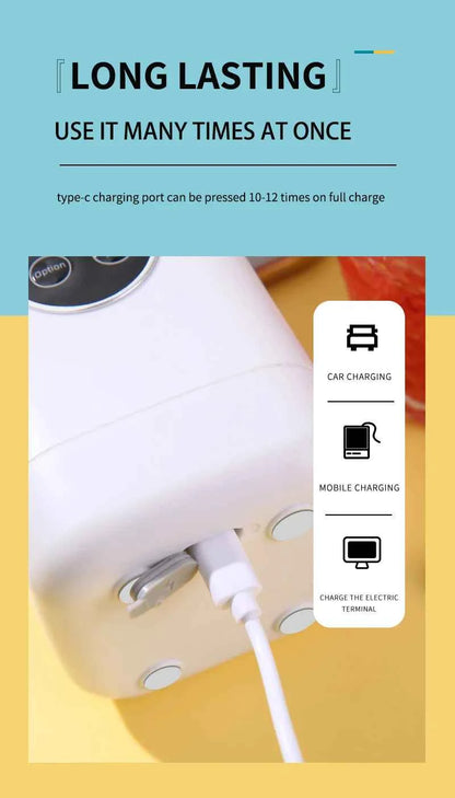 Portable USB Rechargeable Juicer Blender, Ice Crushing Fruit Juice Cup, Home & Outdoor Use, 12 Blades