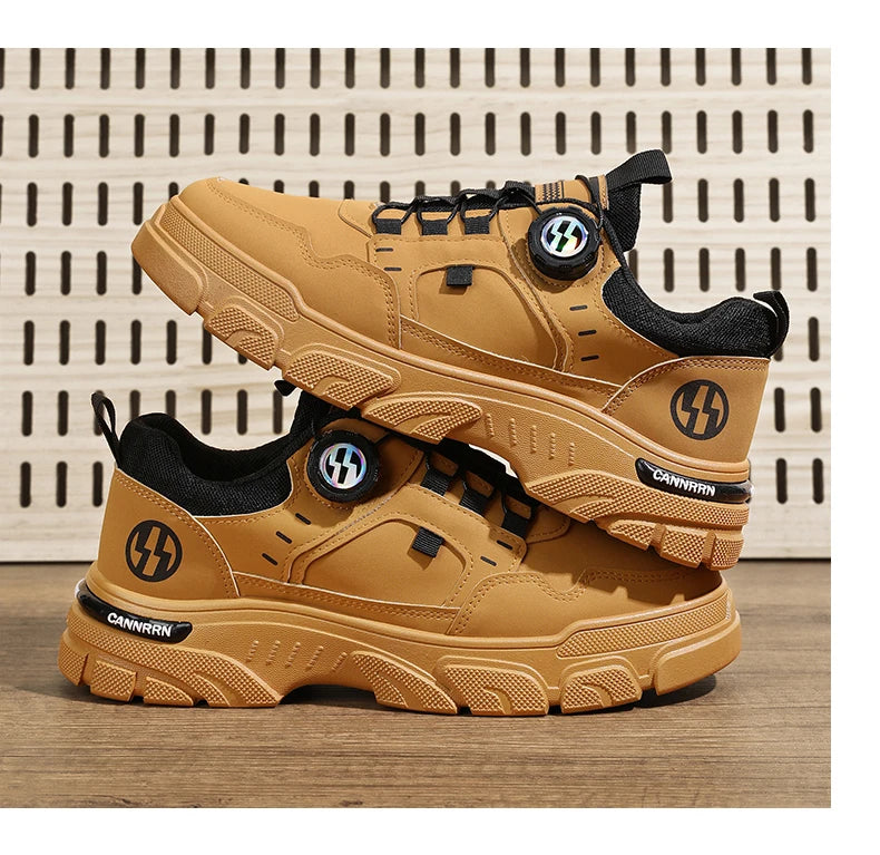 Men's boots autumn and winter new rotating shoelaces fashion casual boots youth outdoor boots anti slip soft sole workwear boots - AMULET RING STORE