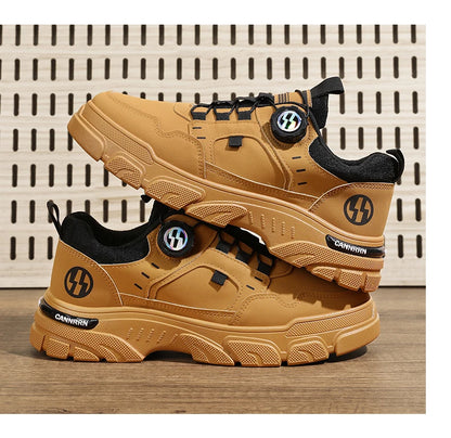 Men's boots autumn and winter new rotating shoelaces fashion casual boots youth outdoor boots anti slip soft sole workwear boots - AMULET RING STORE