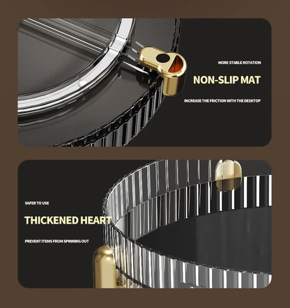 Kitchen Spice Rack Double Layer 360° Rotating Seasoning Holder Large Capacity Shelf Snacks Cosmetics Office Bathroom Storage - AMULET RING STORE