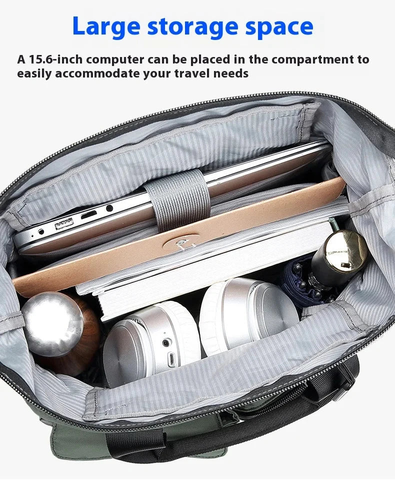 Business Men Shoulder Bag Multilayer Multifunctional Tablet and Document Handbag Diagonal Cross bag Leisure Briefcase