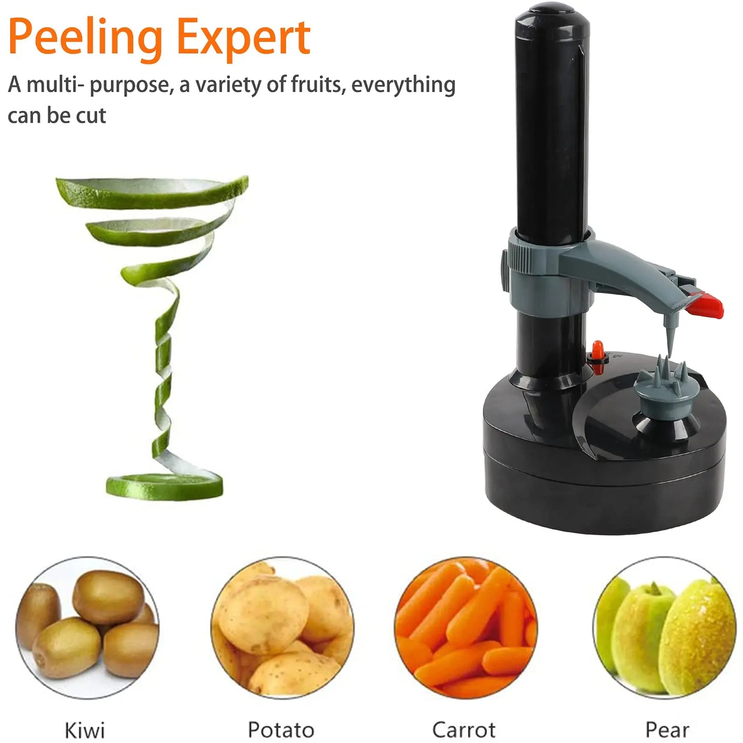 Electric Spiral Potato Peeler Automatic Apple Peeler, Smart Vegetable Fruit Peeler Machine, Kitchen Accessories Peeling Tool - AMULET RING STORE