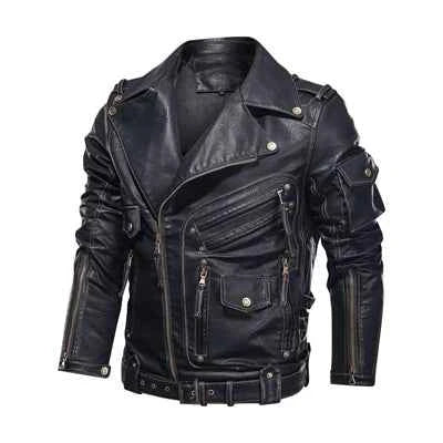 fashion Winter Winter Mens Leather Jacket Men Fashion Motorcycle PU Leather Jacket Cool Zipper Pockets Leather Coats Clothing