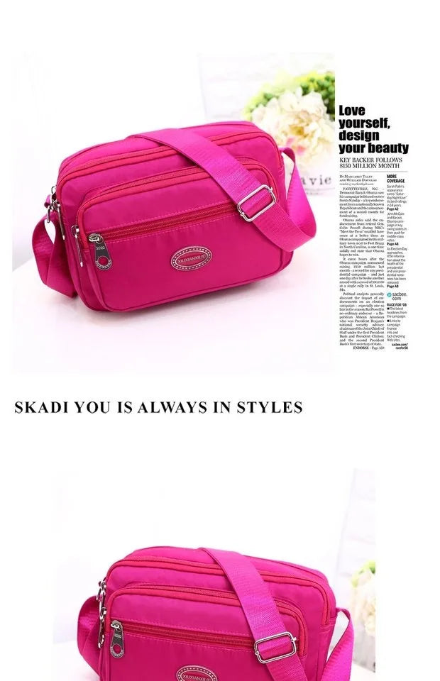 Casual Waterproof Nylon Canvas Ox Cloth Ladies oulder Bag Crossbody Bag Sport Sle Women's Handbag Soft Zipper Closure