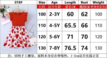 1pcs Summer New Girl's Dress Clothing Childrens Love Print Casual Dresses Princess Sweet Cute Kid's Babys Knit Clothes 100-130cm