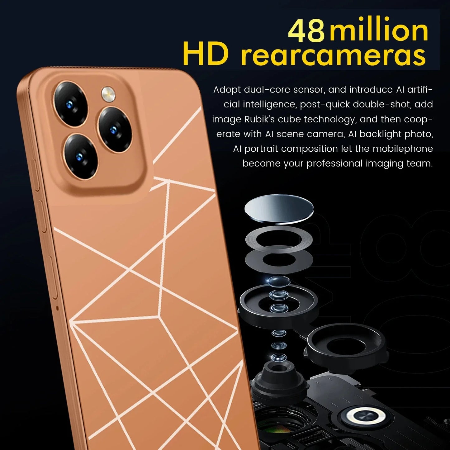 Global Version I16 Pro Max Smartphone Android,6.8'',12GB RAM 512GB ROM,Dual SIM,Mobile phones,Google Play Store,24+48MP,6800mAh - AMULET RING STORE