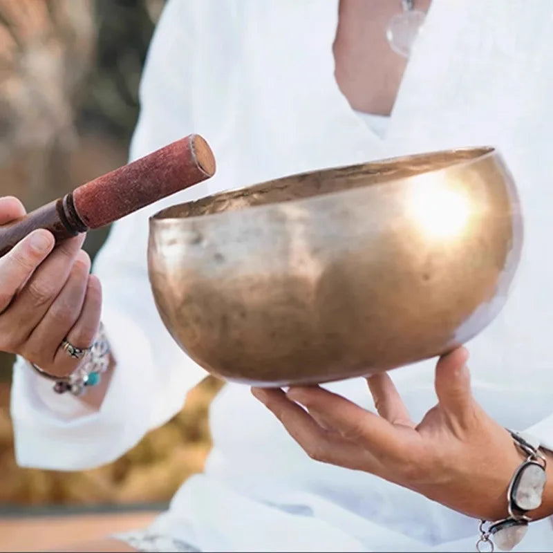 Old Singing Bowl Copper Nepal Handmade Tibetan Bowls Retro Yoga Meditation Buddhism Sound Bowl Portable Zen Music Instrument - AMULET RING STORE