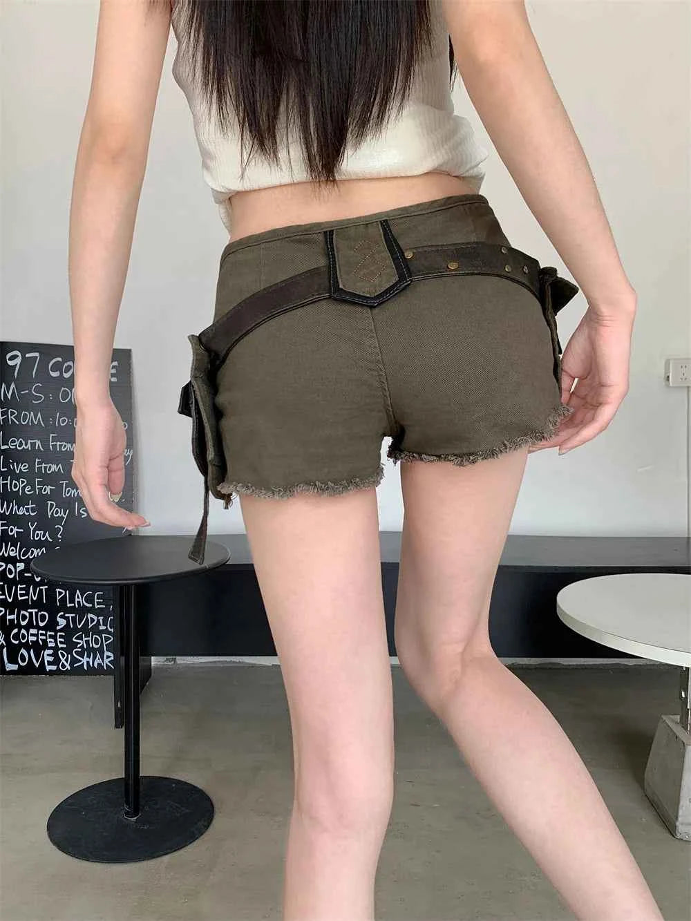 Summer Women Goblin Core Abi Y2k Streetwear Gyaru Cargo Denim Shorts Japanese Harajuku Jean Hot Pants Grunge Kpop Cyber Punk