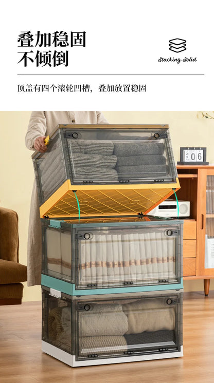 Foldable Storage Trunk Open Storage Box Transparent Storage Bin Home Wardrobe Clothes Organizer Large Capacity Sundries Box - AMULET RING STORE
