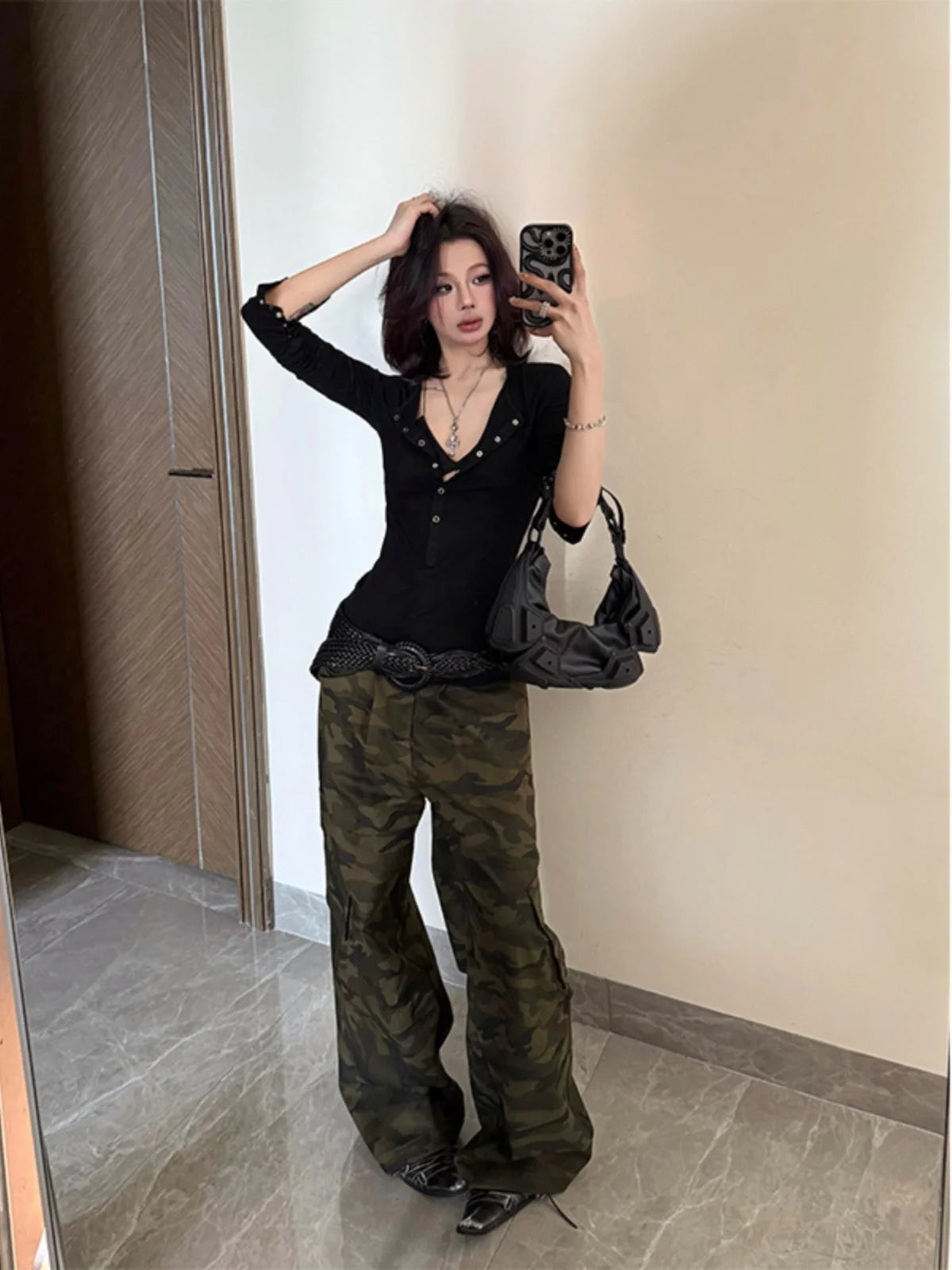 American Sle Hot Girl Long Sve T-irt Women Early Spring Inner Wear Slim Fit Tight Waist Top f Open Collar ort Sle