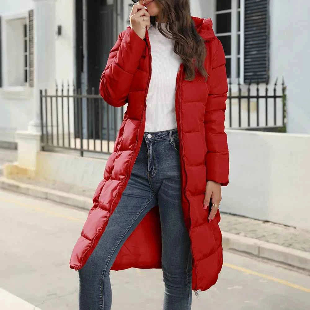 Women's Padded Coat Autumn Winter Simple Basics Zipper Long Sleeve Hoodie Daily Long Padded Clothes