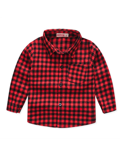 New Spring and Autumn Winter Boys and Girls 1-14 Years Old Classic Woolen Checkered Shirt Student Dress Versatile Shirt