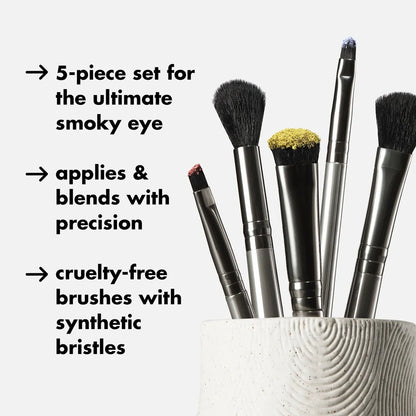 Smoky Eye Brush Kit 5 Piece Set Vegan Cruelty-Free Synthetic Brushes Eyeshadow Blending Precision Fluffy Eye Blender Ideal Smoky - AMULET RING STORE