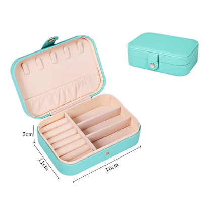 Portable Jewelry Box Jewelry Organizer Display Travel Jewelry Case Boxes Button Leather Storage Zipper Jewelers Joyero - AMULET RING STORE