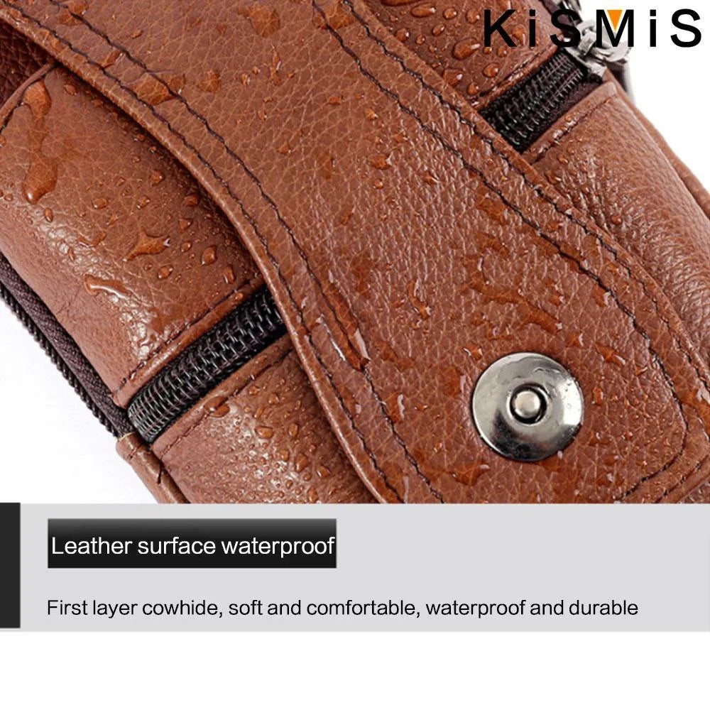 Men Leather Vintage Pack Waist Bag Belt Clip Phone Holster Travel Hiking Cell Mobile Phone Case Cover Belt Pouch Purse Belt - AMULET RING STORE