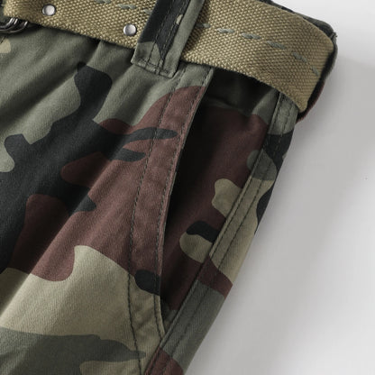Men's Camo Cargo Shorts for Men Cotton Casual Outdoor Work Relaxed Fit Shorts with Multi-Pockets (no belt)