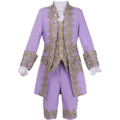 2025 New Medieval Vintage Prince Lace Suits for Men and Women, Halloween Performance Cosplay Three Piece Set(Blazer+Vest+Pants)