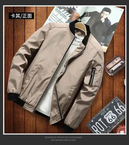 Men's Jacket Autumn Long Sleeve Baseball Uniform Windproof Cycling Thin Jacket Solid Zipper Casual Jacket Outdoor Sports Coat