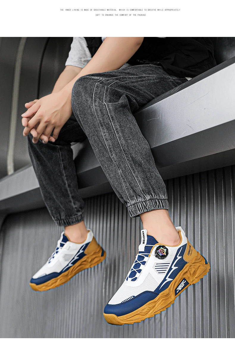 Men's Korean breathable casual sports shoes four season new soft soled Rotating shoelaces outdoor running shoes student sneakers - AMULET RING STORE