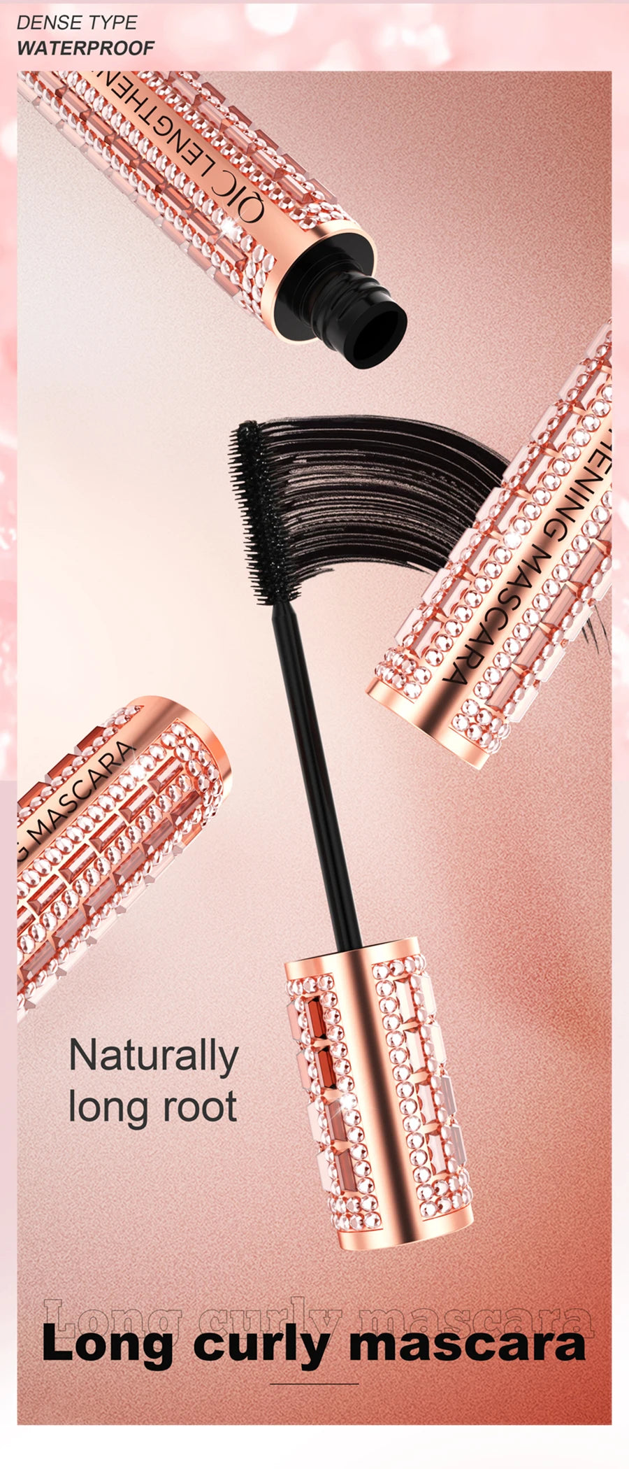 Waterproof 4D Diamond Shine Volume Curl Mascara Luxury Style Smudge-proof Eye Makeup for All Skin Types Eye Cosmetics - AMULET RING STORE