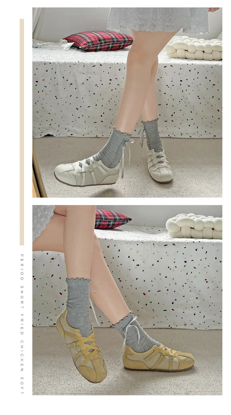 Leisure Sports Flat Shoes Women 2025 New Spring Retro All-matching Yellow Soft Soleplate Shoes - AMULET RING STORE