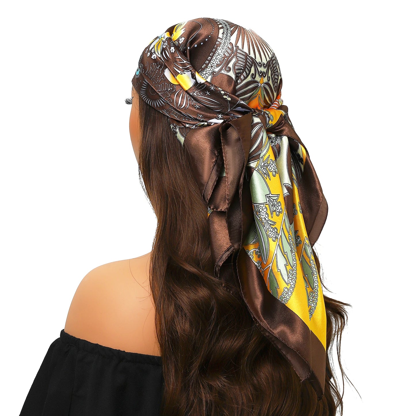 Head Scarf Women Luxury Brand Square 90*90cm Silk Foulard Satin Bandana Cheveux Soft Neckerchief Hijab Hair Scarves For Ladies - AMULET RING STORE