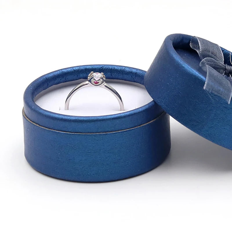 Small Bowknot Round Ring Box Jewelry Display Case Jewelry Storage Organizer Gift Packaging Box 5.5*3.5cm - AMULET RING STORE