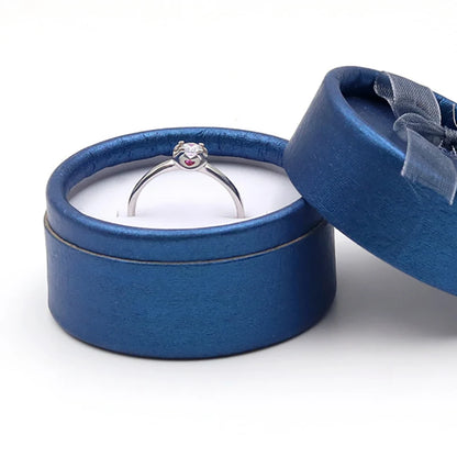 Small Bowknot Round Ring Box Jewelry Display Case Jewelry Storage Organizer Gift Packaging Box 5.5*3.5cm - AMULET RING STORE