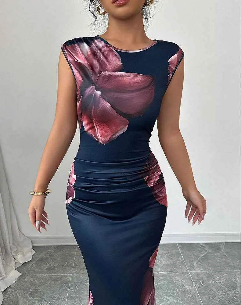 Sexy Bodycon Maxi Dresses For Women 2025 Summer Fashion Sleeveless O-neck Slim Long Party Dress Elegant Vestidos