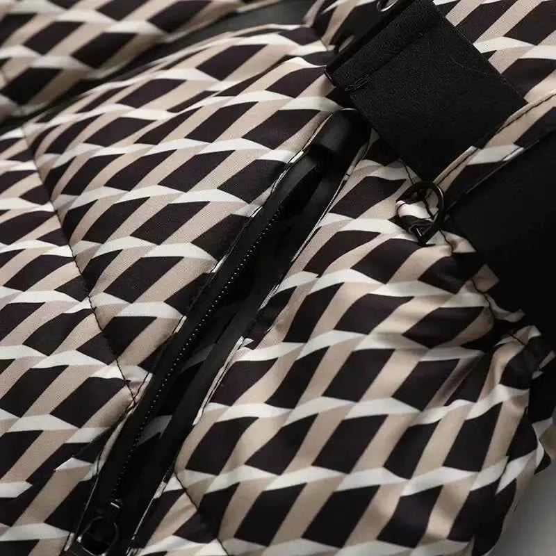 Women's Winter Hooded High Waist Padded Sport Parkas Coats with Belt Female Elegant Thick Warm Pockets Windproof Skiing Jackets