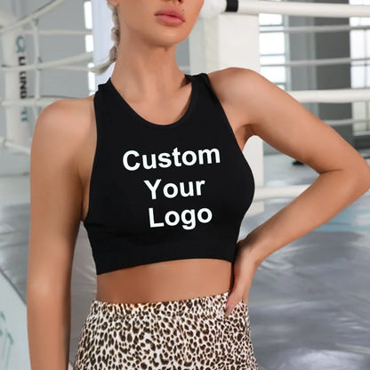 Sleeveless Tank Tops Tees Women Custom Your Logo Solid Casual Fashion Crop Top Ladies High Street Tie Up Croptop Summer Fitness - AMULET RING STORE