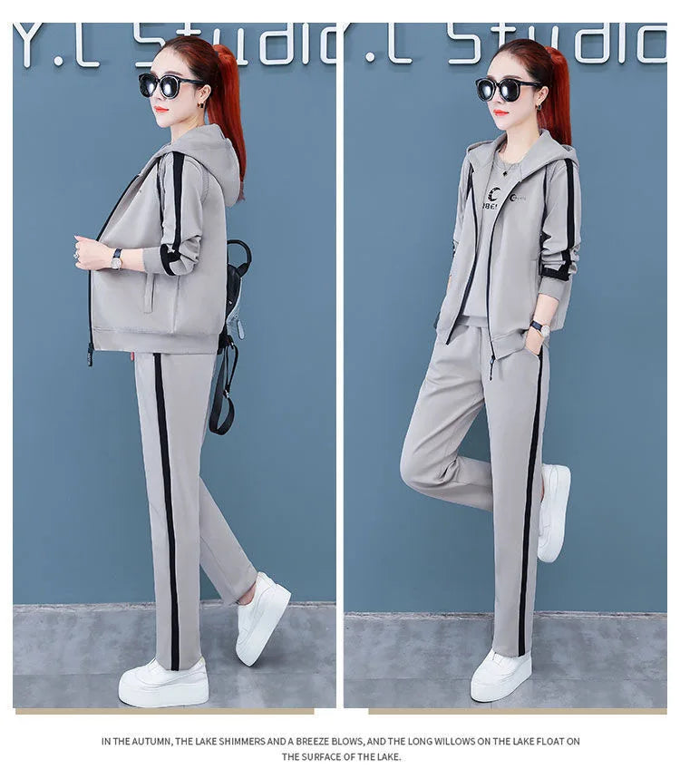 Spring Autumn Women Tracksuit Coats+Sweatshirts+Pants 3Pcs Suit Fashion Outfits Ladies Casual Clothing Sets Loose Sportswear
