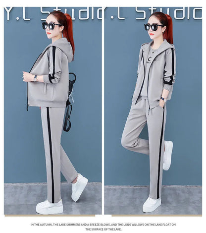 Spring Autumn Women Tracksuit Coats+Sweatshirts+Pants 3Pcs Suit Fashion Outfits Ladies Casual Clothing Sets Loose Sportswear
