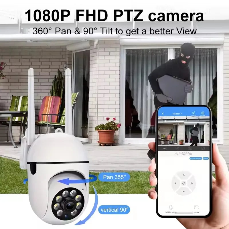 3MP WiFi Camera Home PTZ IP Camera Color Night Vision Audio Wireless Surveillance Camera Automatic Home Tracking Security CCTV C - AMULET RING STORE