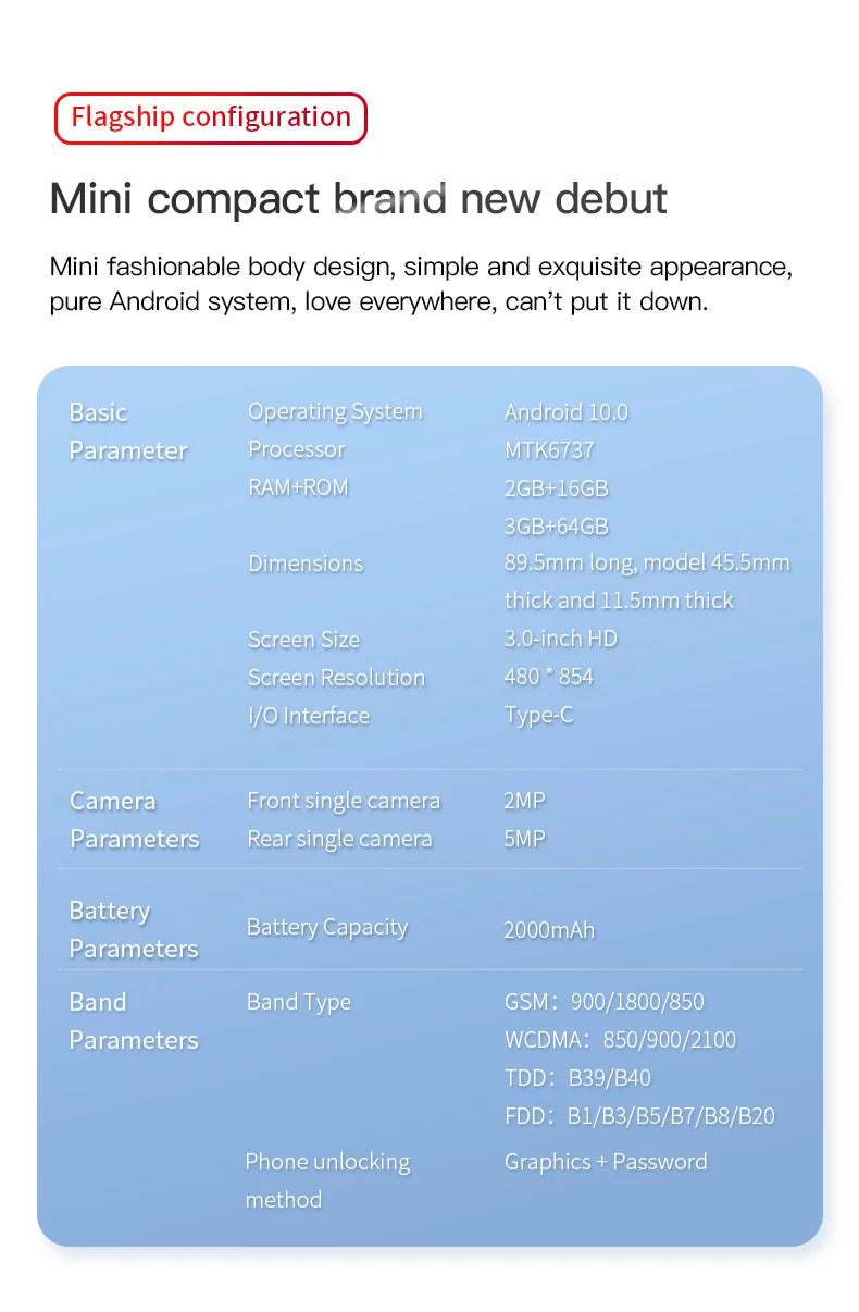 SOYES XS16/XS15 Mini Android Smartphone 3G/4G Network 2GB RAM 16GB ROM 3" Display 5MP Camera Dual SIM With Play Store WhatsAPP - AMULET RING STORE