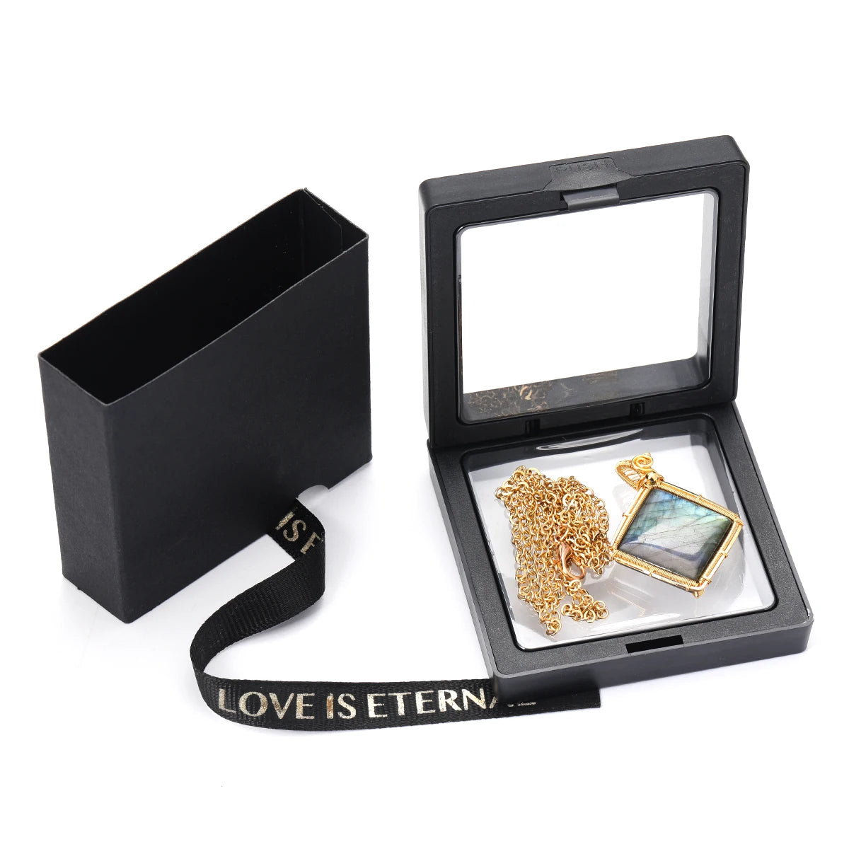 Labradorite Rainbow Moonstone Gemstone Pendant Copper Wire Wrapped Labradorite Jewelry Labradorite Necklace With Chain and Box