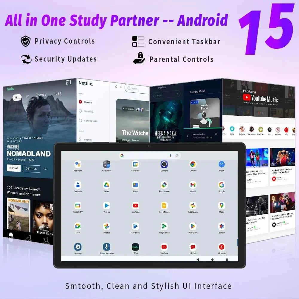 Tablet 10.95 inch Android 15 Tablets, 12GB RAM 128GB ROM 1TB Expand, Octa-core Processor, 1280x800 IPS, 8000mAh Battery (Black)