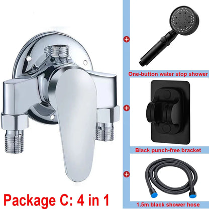 G1/2" Bathtub Shower Faucet Hot and Cold Water Mixing Valve Bathroom Set Countertop Mounted Chrome Plated Valve Bath Shower Set