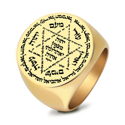 R054 Protect God Pendant Kabbalah Amulet Names of 12 angels & Star of David Talisman Jewelry Laser Engraved Stainless Steel Ring