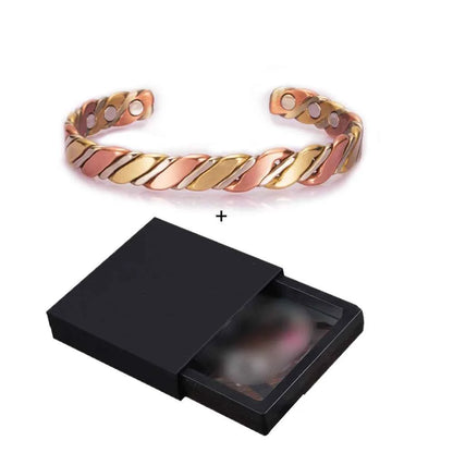 Vinterly Magnetic Bracelet Pure Copper Ball Rose Gold-color Open Cuff Adjustable Bangles for Women Twisted High Magnet Jewelry