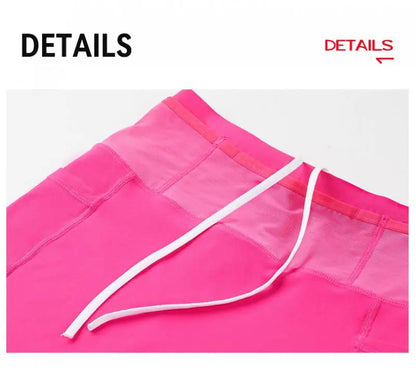 Marathon Compression Shorts with Waistband Pocket Men Women Quick Dry Nylon Workout Tights for Cycling Running Training