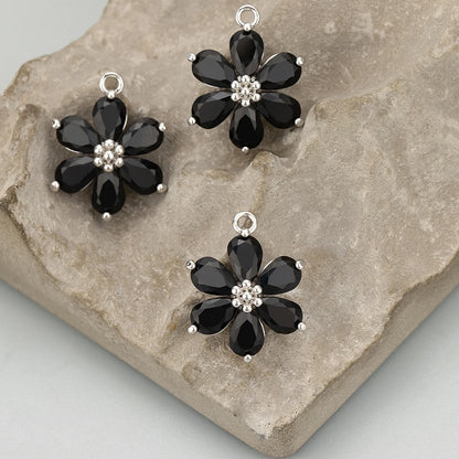 GUFEATHER,6pcs/lot,MC78,jewelry accessories,18k gold plated,nickel free,copper,zircon,hand made,flower shape,charms,diy pendants - AMULET RING STORE