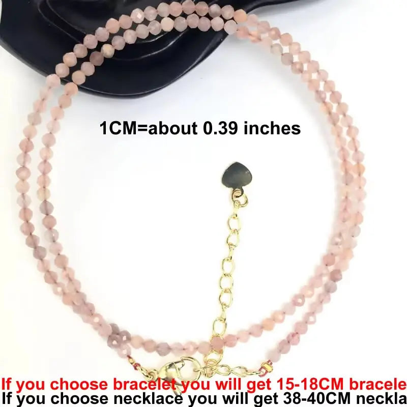 Fashion 2-3mm Faceted stone beads Necklace bracelet Pink Quartz Crystal zircon amethyst Choker Men Female Jewelry Party Gift - AMULET RING STORE