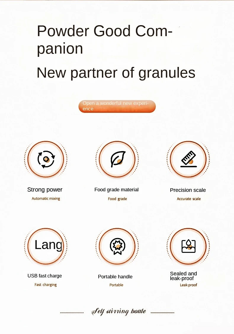 Electric Blender Cup Portable Blender Cup Milk Powder Protein Powder Blender Automatic Shaker Cup Home Travel Outdoor Sports Gym - AMULET RING STORE