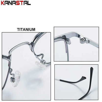 Men Prescription Glasses Optics Lenses  Reading Glasses Women Blue Light Blocking Myopia Eyewear Metal Titanium Eyeglasses Frame