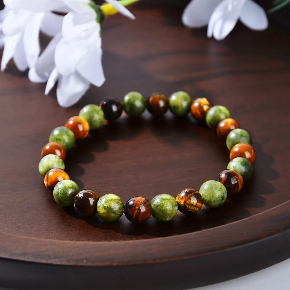 Natural Stone Symbolic Beaded Bracelet Women Men Anxiety Relief Protection Money Spiritual Inner Self-Love Jewelry